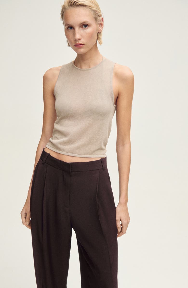 MANGO Pleated Wide Leg Pants, Alternate, color, 