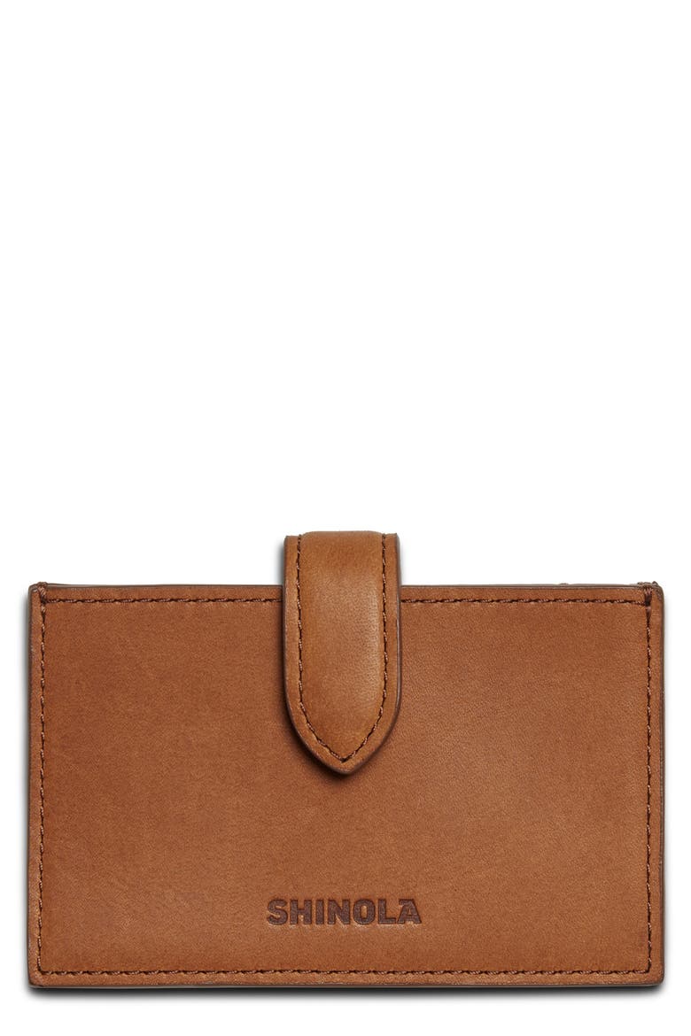 Accordion Leather Card Case, Main, color, BEIGE