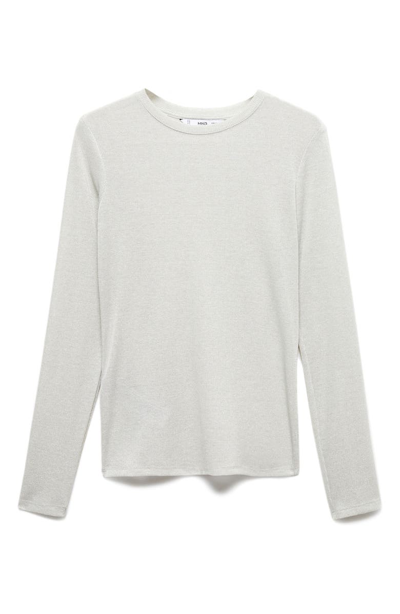 MANGO Metallic Rib Long Sleeve T-Shirt, Alternate, color, Grey