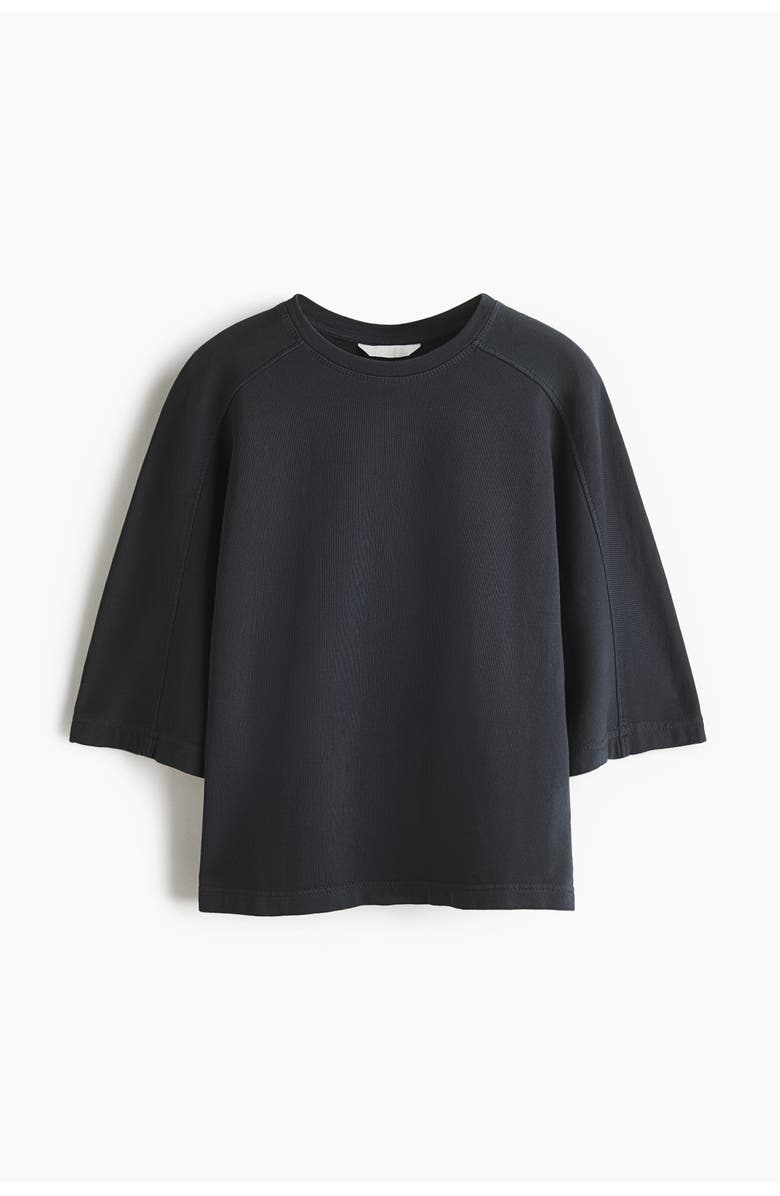 H&M Short-sleeved Cotton Sweatshirt, Main, color, Dark Gray