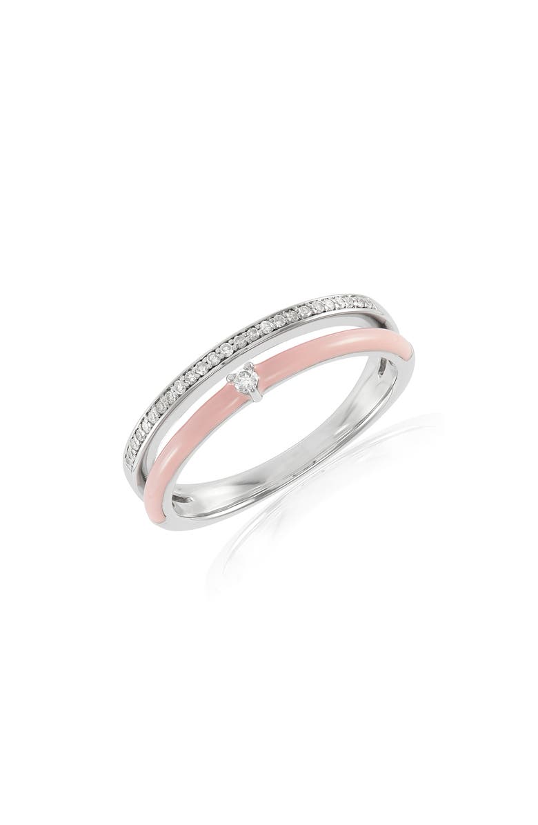 Frankie & Zoe Pink Enamel & Diamond Ring, Main, color, White Gold