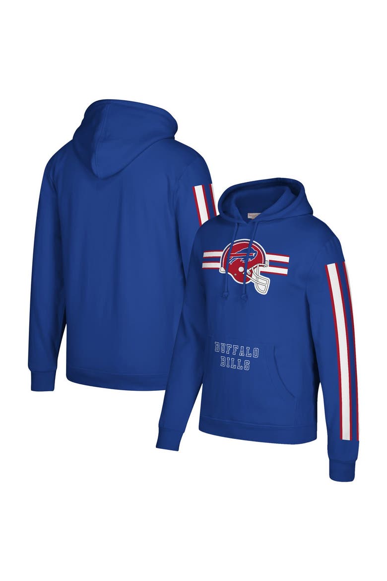 Men's Mitchell & Ness Royal Buffalo Bills Three Stripe Pullover Hoodie, Main, color, Royal
