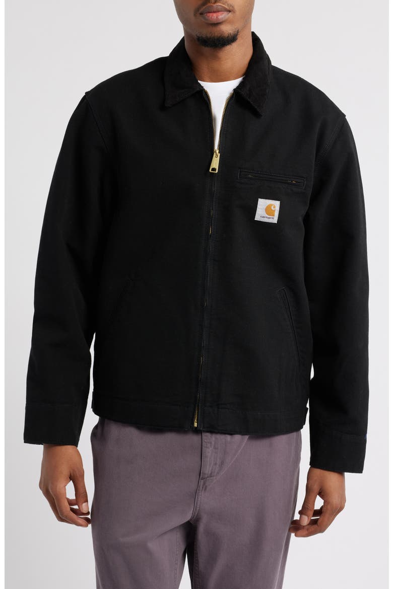 Detroit Cotton Canvas Chore Jacket, Alternate, color, BLACK / BLACK RINSED