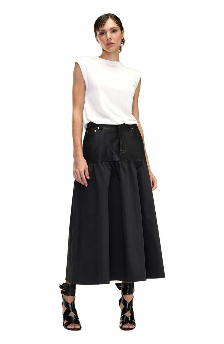 Cynthia Rowley Downtown Leather Nylon Skirt, Main, color,