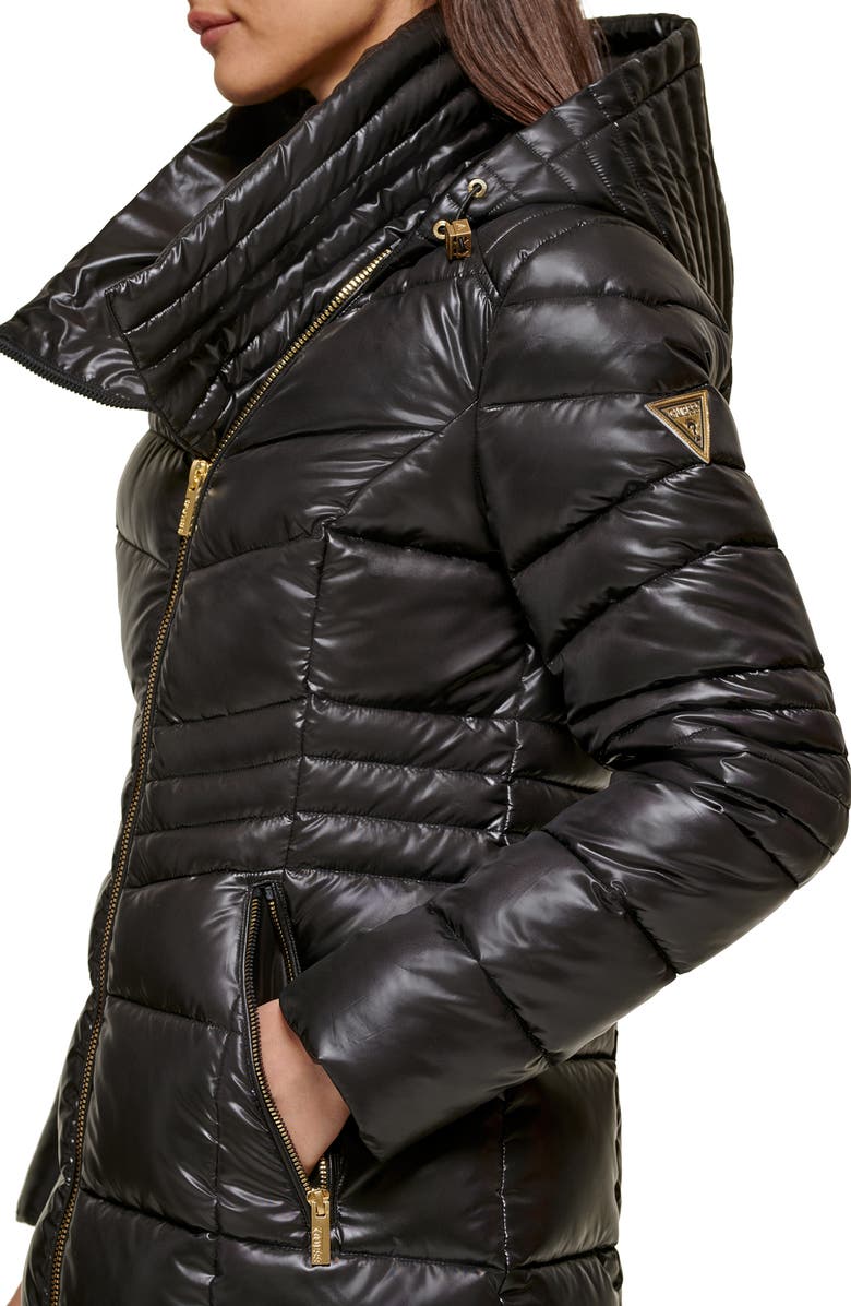 GUESS Water Resistant Hooded Puffer Jacket, Alternate, color, 