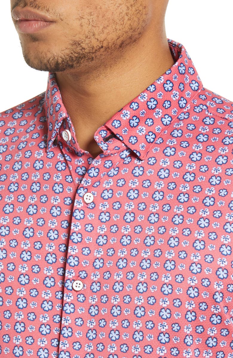 Mizzen+Main Men's Halyard Floral Short Sleeve Stretch Button-Up Shirt, Alternate, color, 