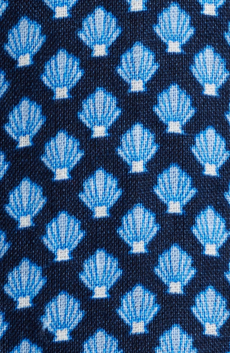 vineyard vines Micro Shell Print Short Sleeve Linen Button-Down Shirt, Alternate, color, 