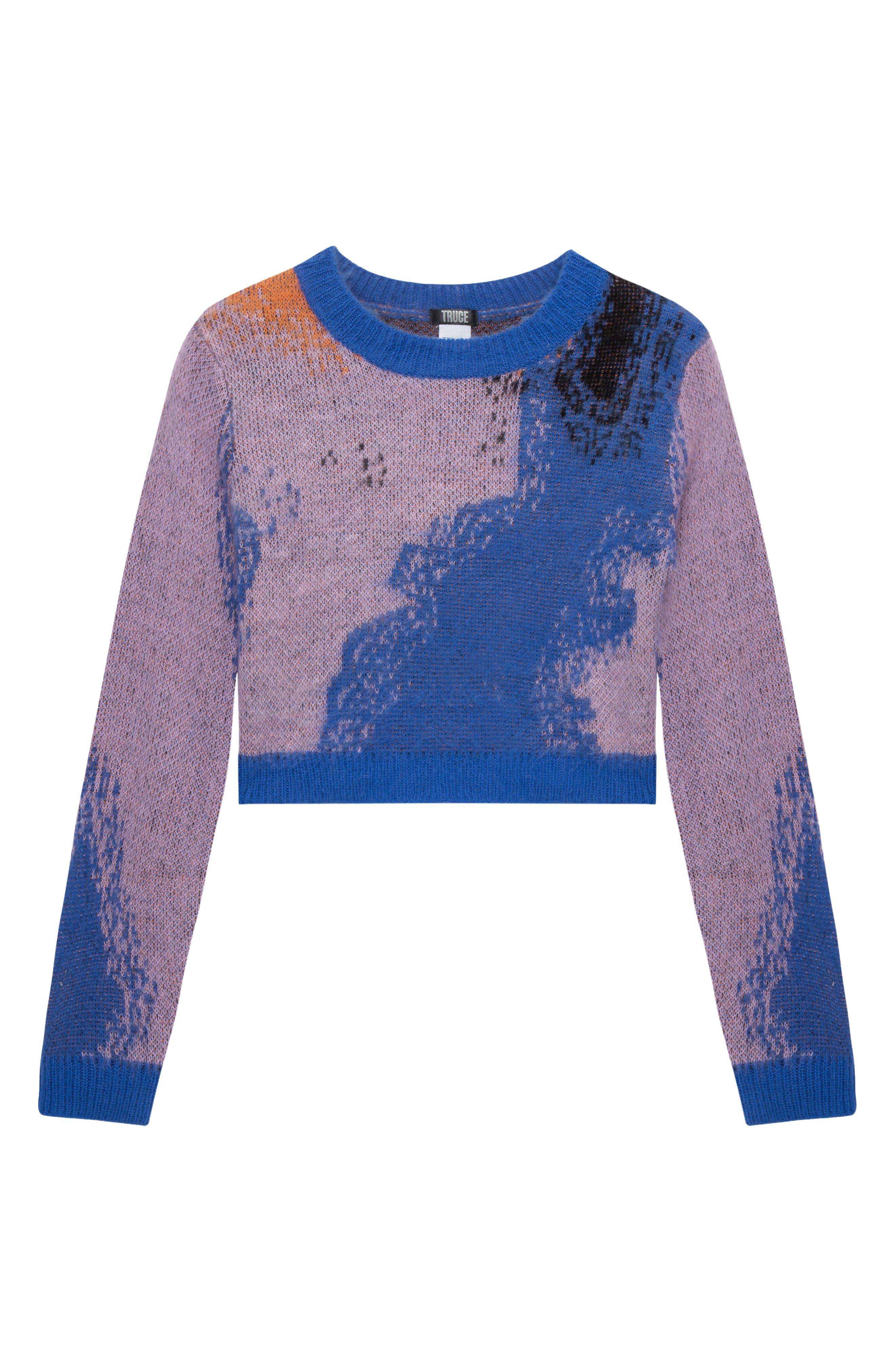 Truce Kids' Abstract Jacquard Crewneck Sweater in Blue Multi 