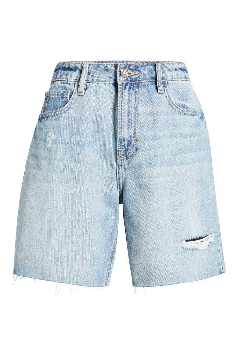 Raw Hem Denim Bermuda Shorts, Alternate, color, LIGHT WASH