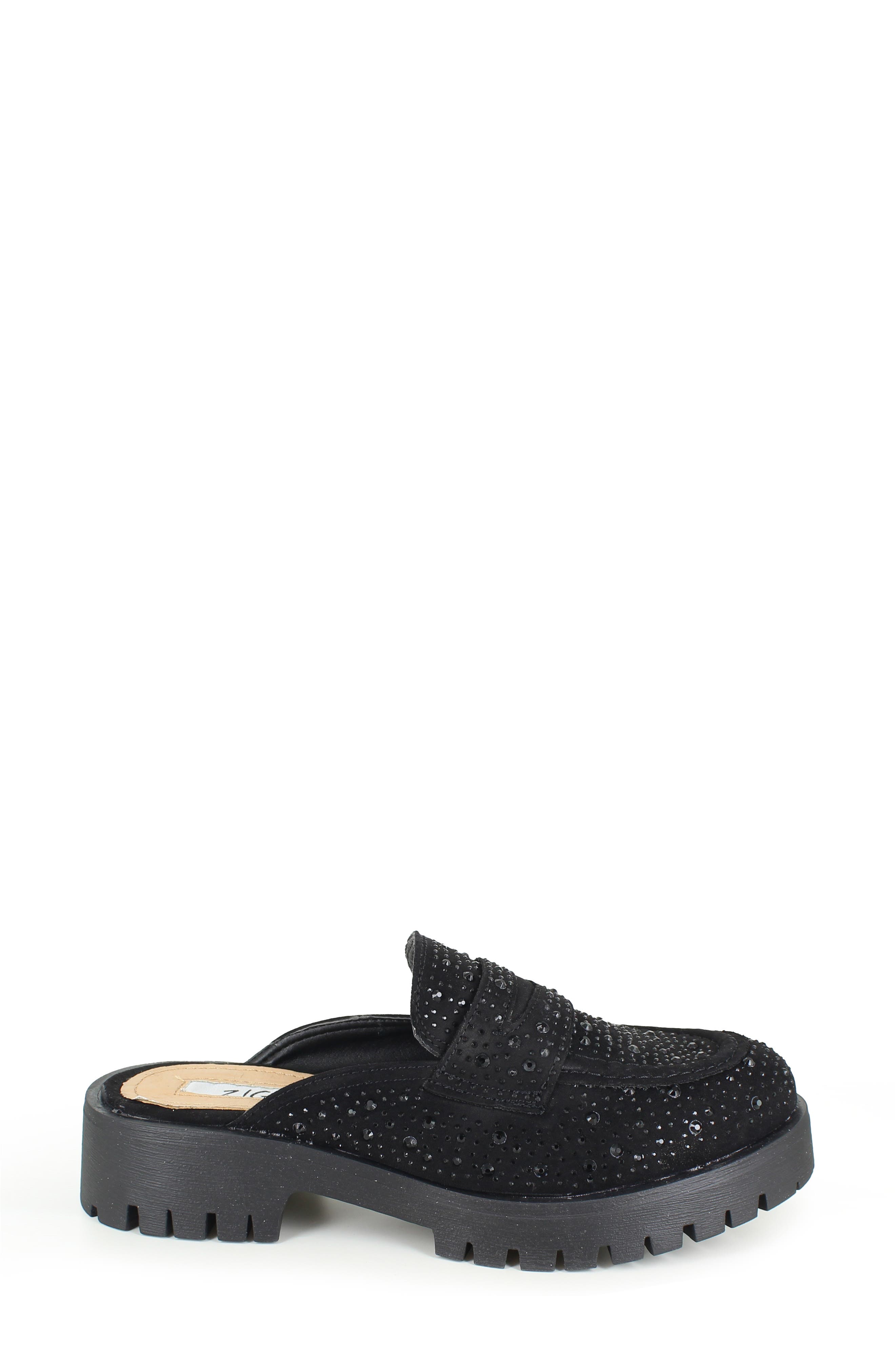 ZIGI Sachi Rhinestone Embellished Lug Sole Clog, Alternate, color, Black Suede