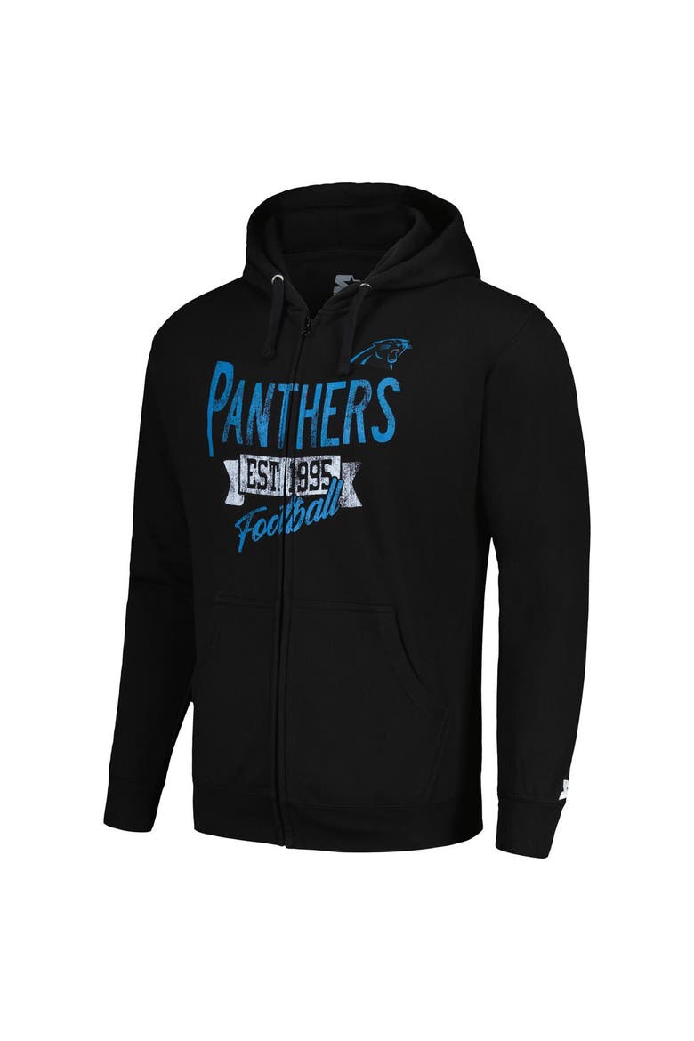 Men's Starter Black Carolina Panthers Domestic Post Season Full-Zip Hoodie, Alternate, color, Black