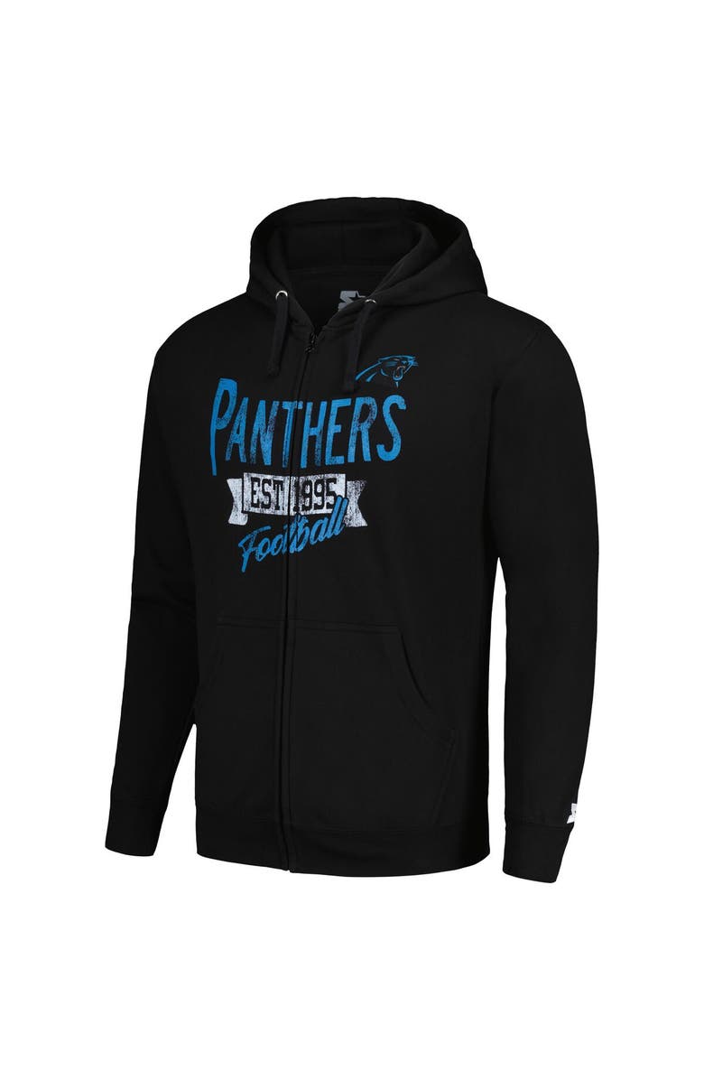 STARTER Men's Starter Black Carolina Panthers Domestic Post Season Full-Zip Hoodie, Alternate, color, Black
