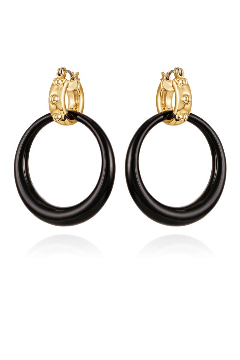 Logo hoop earring, Main, color, GOLDTONE