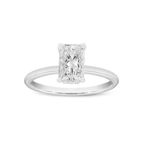 Ahlam 14K White Gold Radiant Cut Lab Grown Diamond Hidden Halo Engagement Ring - 1.55 Ct