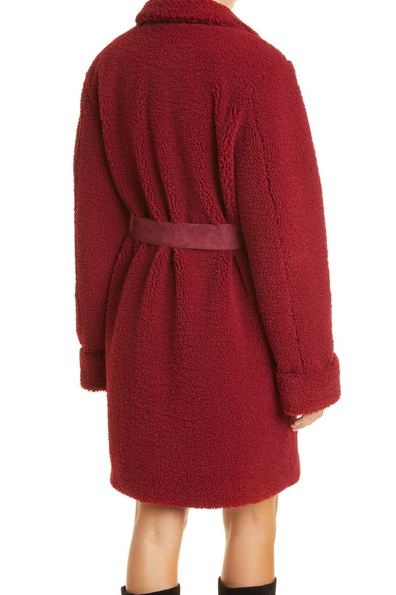 Teddy Cocoon Coat, Alternate, color, GRENADINE