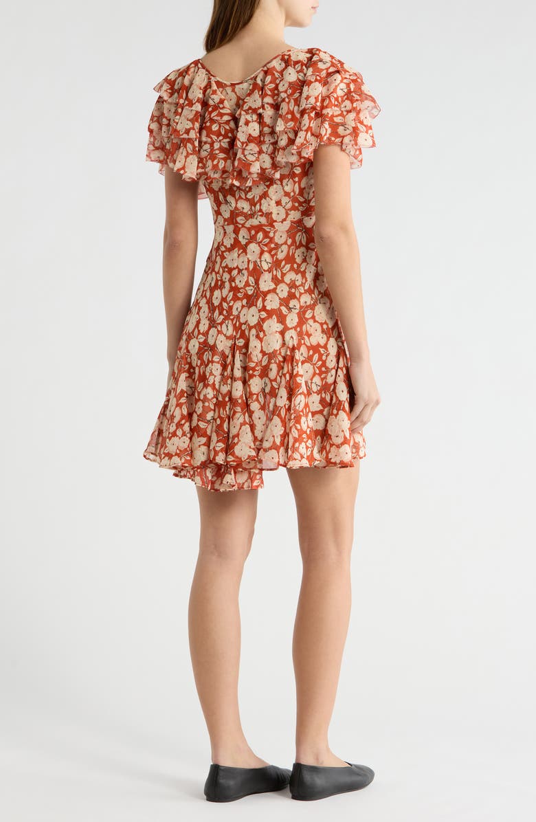 DÔEN Alcida Floral Silk Minidress, Alternate, color, Rouge Ambridge Rose
