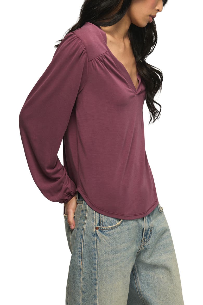 Gathered Sandwash Modal Blend Top, Alternate, color, GRAPE WINE
