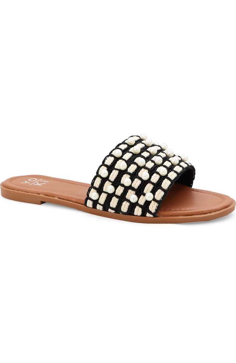 YOKI Karmen Faux Pearl Slide Sandal, Main, color,