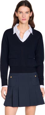 SANDRO V-neck wool sweater
