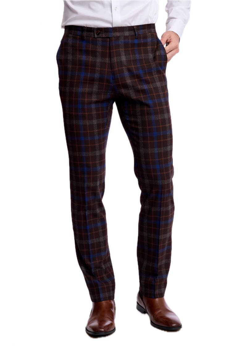 Downing Slim Fit Pants, Alternate, color, CHOCOLATE ROYAL RUST CHECK