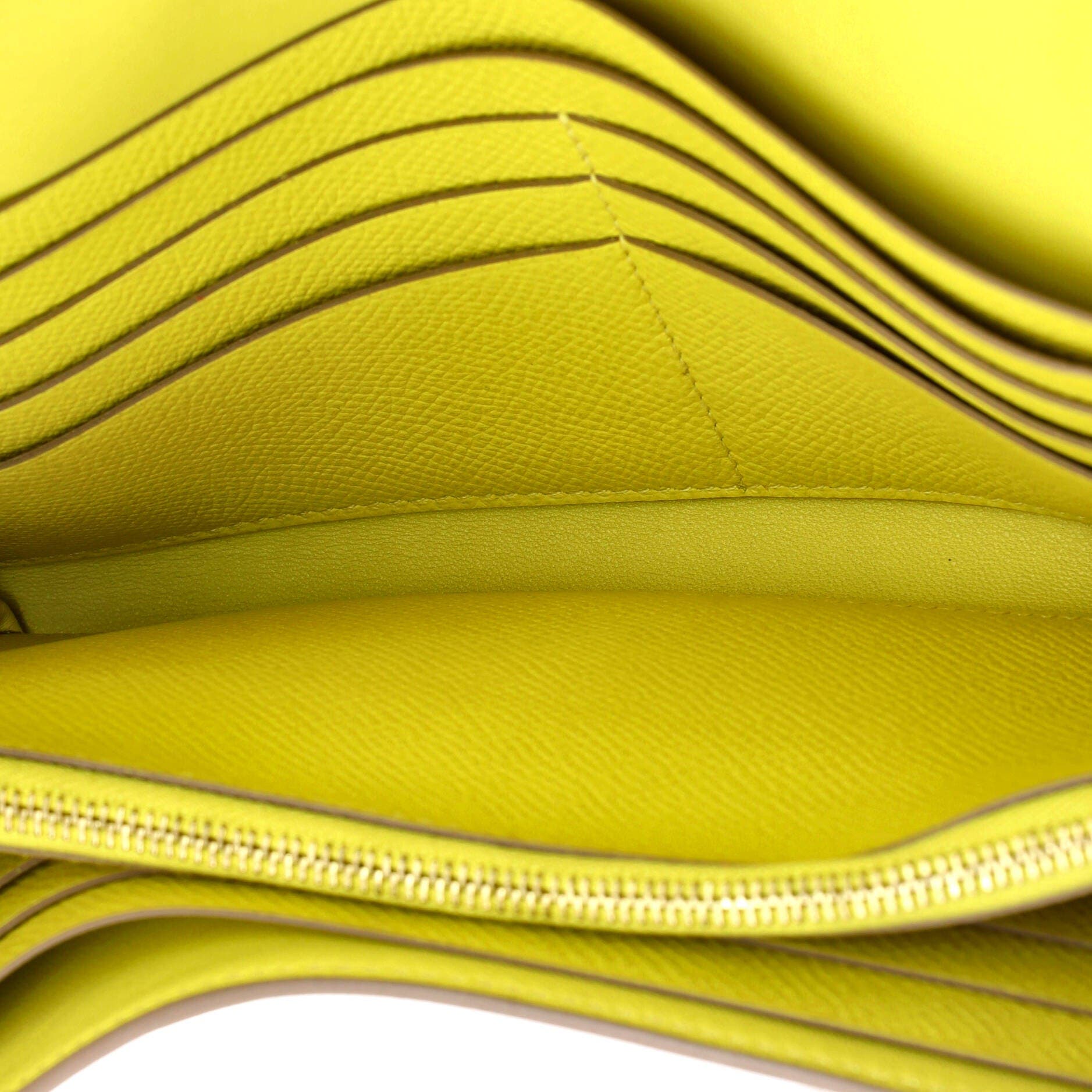 Pre-Owned Hermes Constance Wallet Epsom Long, Alternate, color, Lime