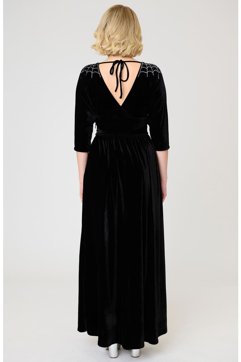 3/4 Sleeve Batwing Maxi Dress, Alternate, color, Black w/ Rhinestone