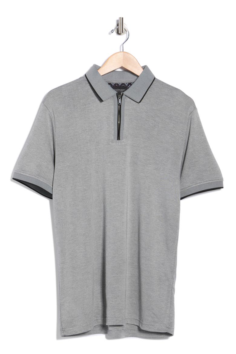 Tipped Quarter Zip Knit Polo, Alternate, color, BLACK