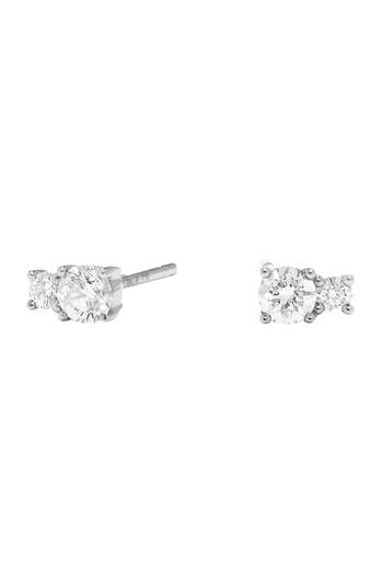 Lana Double Diamond Stud Earrings In White