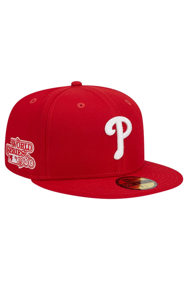 Men's New Era Red Philadelphia Phillies Logo 59FIFTY Fitted Hat, Main, color, Red