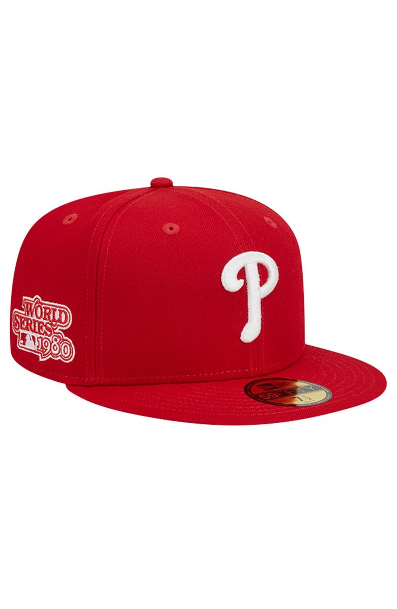 New Era Men's New Era Red Philadelphia Phillies Logo 59FIFTY Fitted Hat, Main, color, 