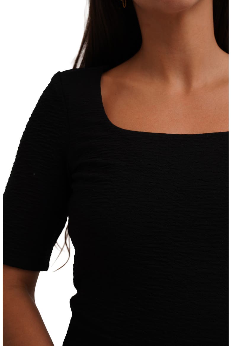 Textured Elbow Sleeve Top, Alternate, color, BLACK