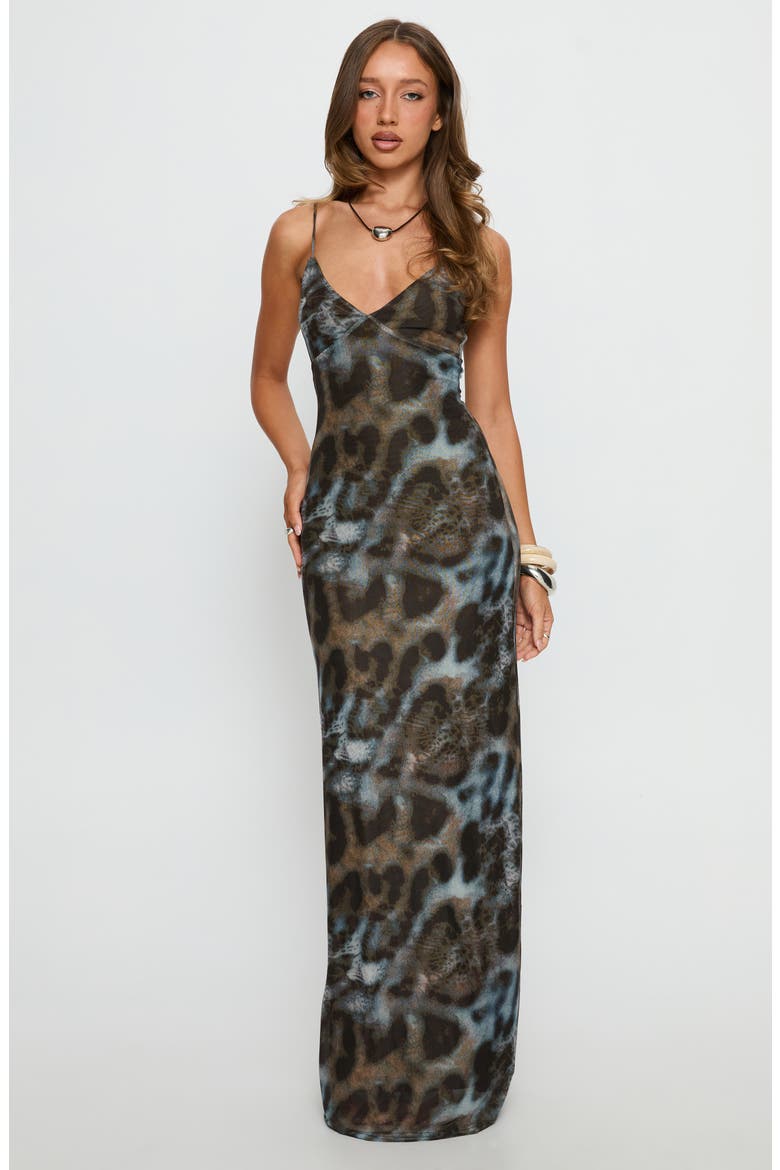 Saphrona Print Sleeveless Maxi Dress, Alternate, color, LEOPARD