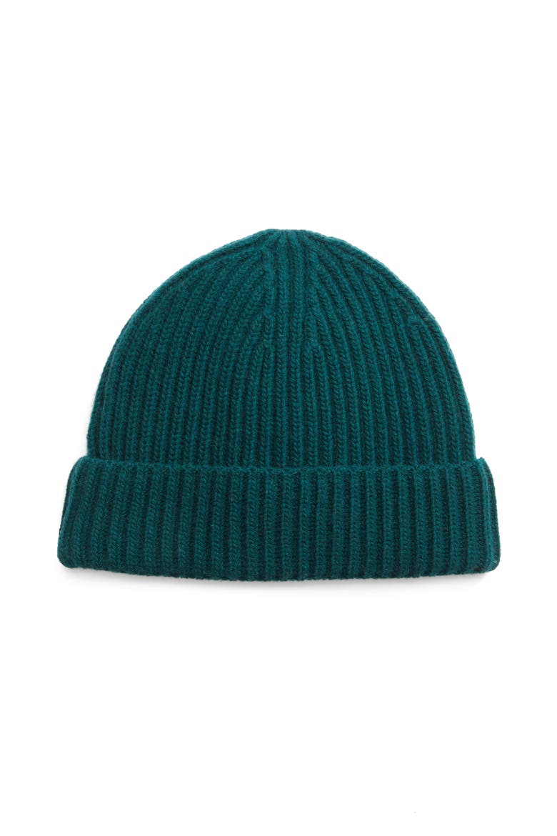 Recycled Cashmere Blend Beanie (Nordstrom Exclusive), Main, color, GREEN