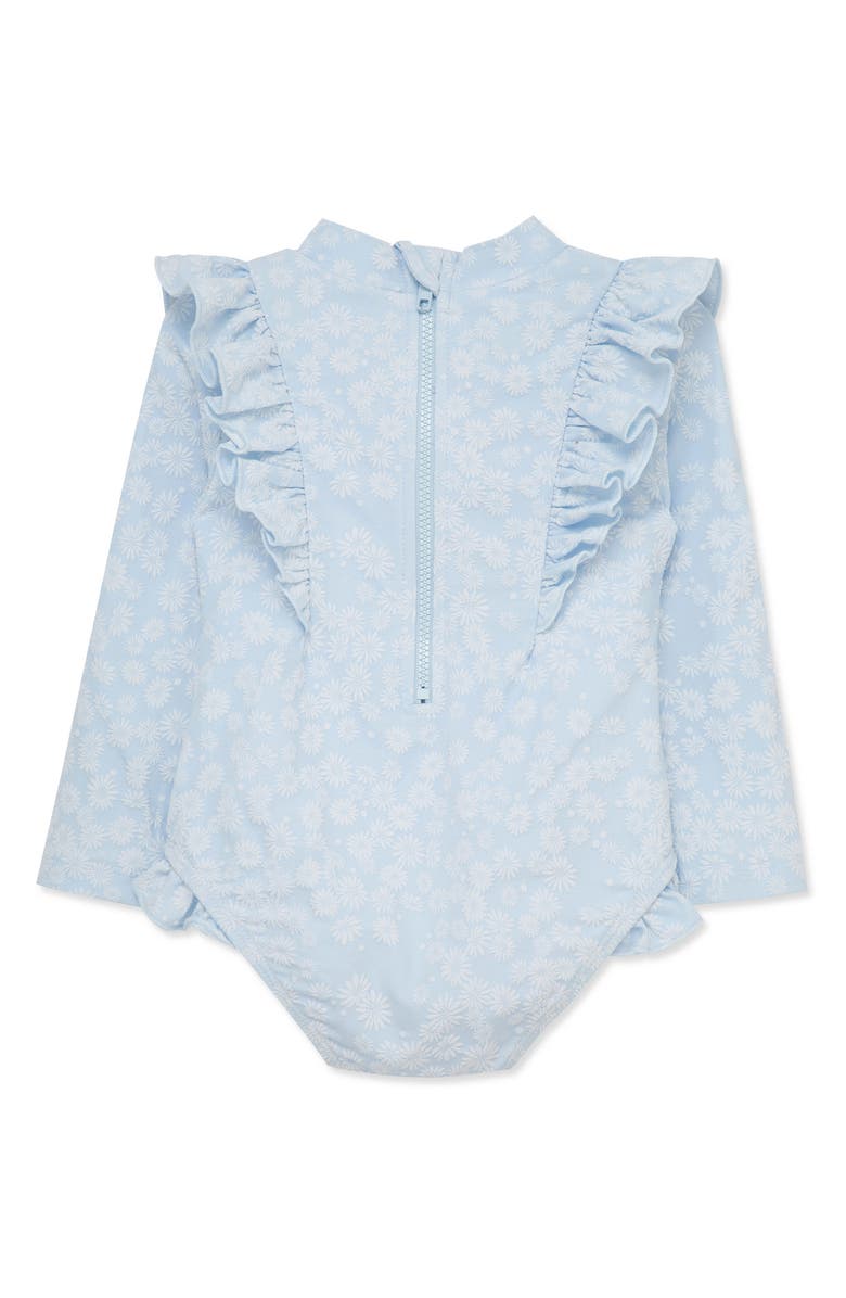 Little Me Daisy Long Sleeve One-Piece Rashguard Swimsuit, Alternate, color,