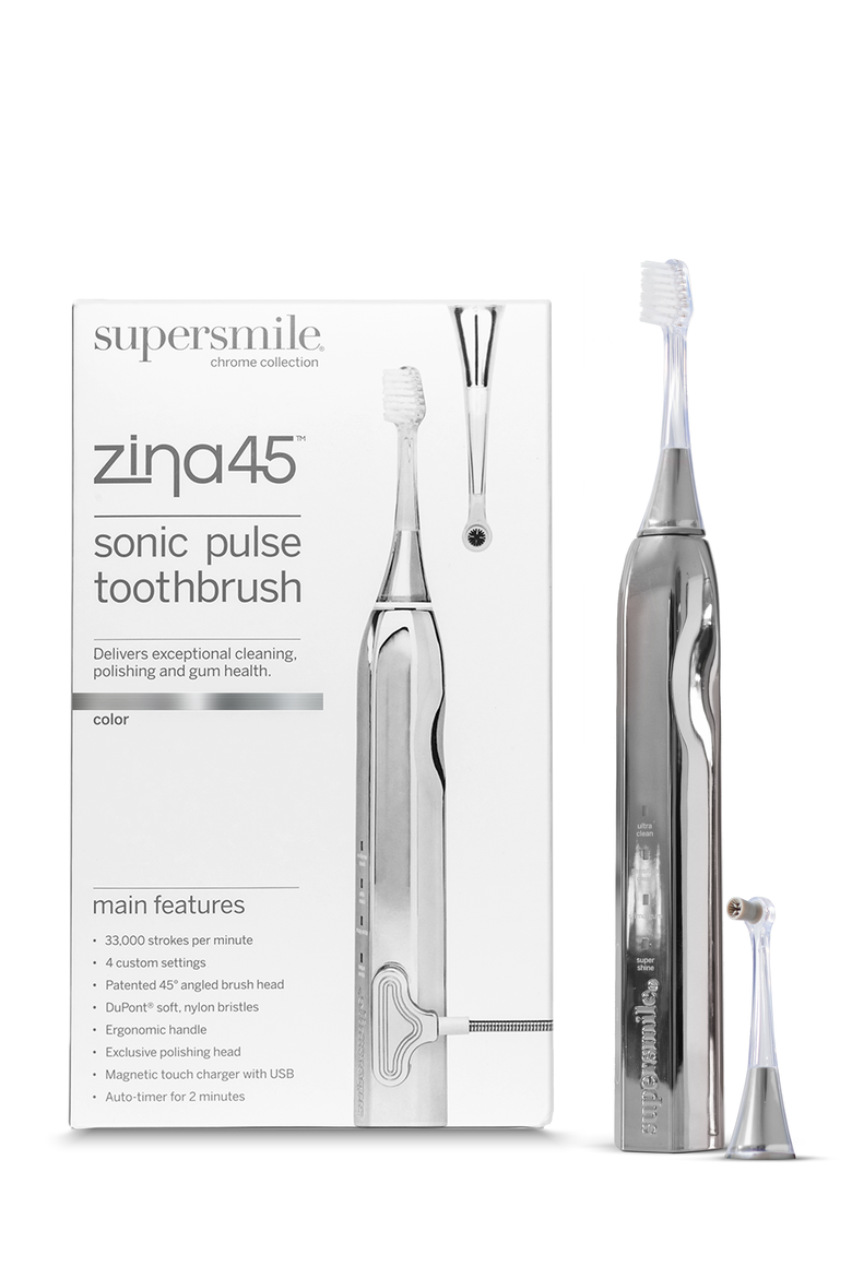 Zina45 Sonic Pulse Toothbrush, Alternate, color, Chromse Silver