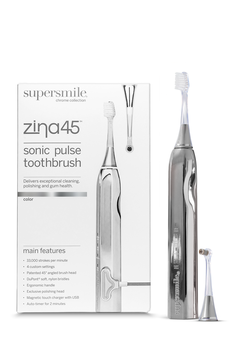 Supersmile Zina45 Sonic Pulse Toothbrush, Alternate, color, Chromse Silver