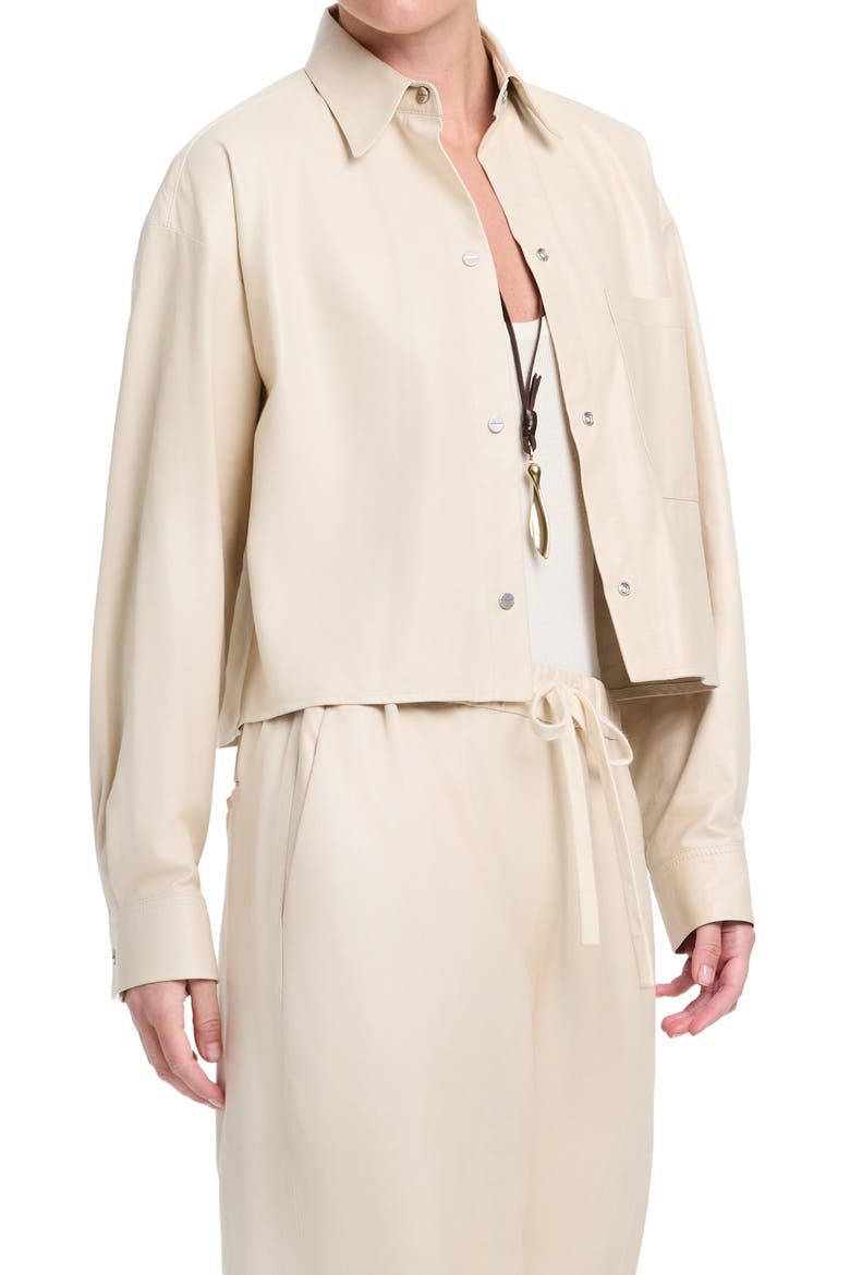 Little Big Joe Leather Shirt, Alternate, color, CREME BRULEE