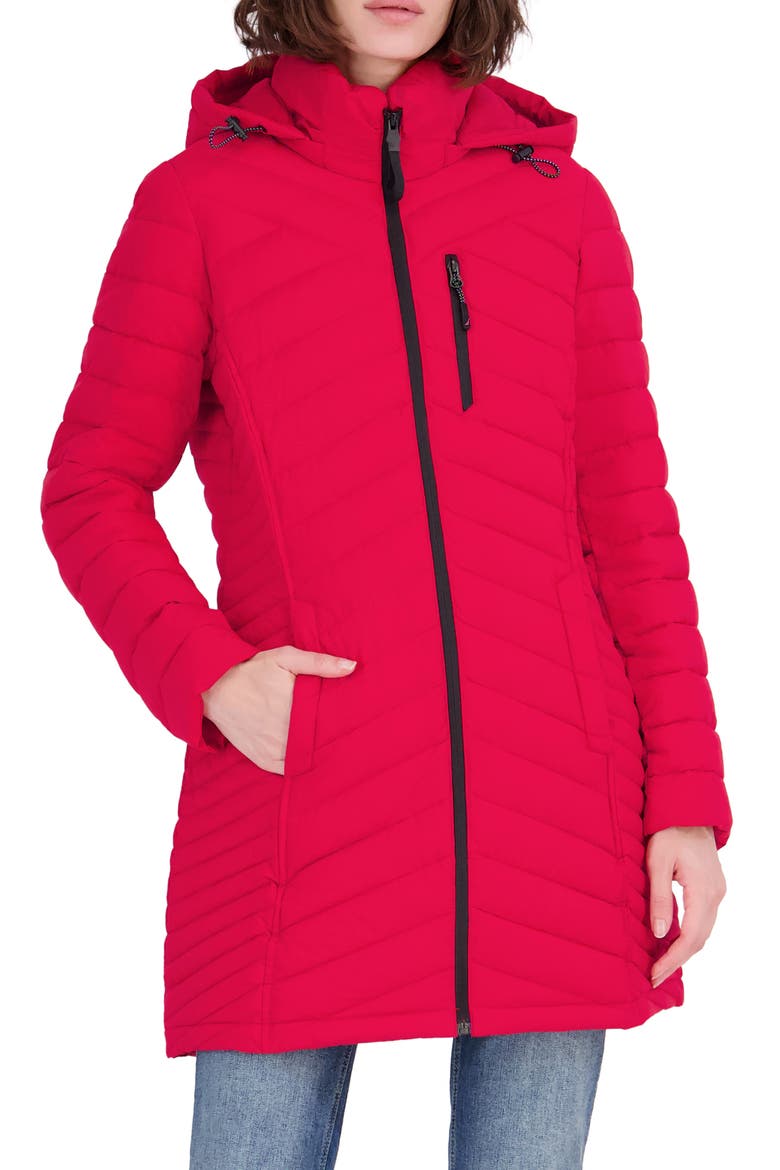 Water Resistant Stretch Puffer Coat, Main, color, NAUTICA RED