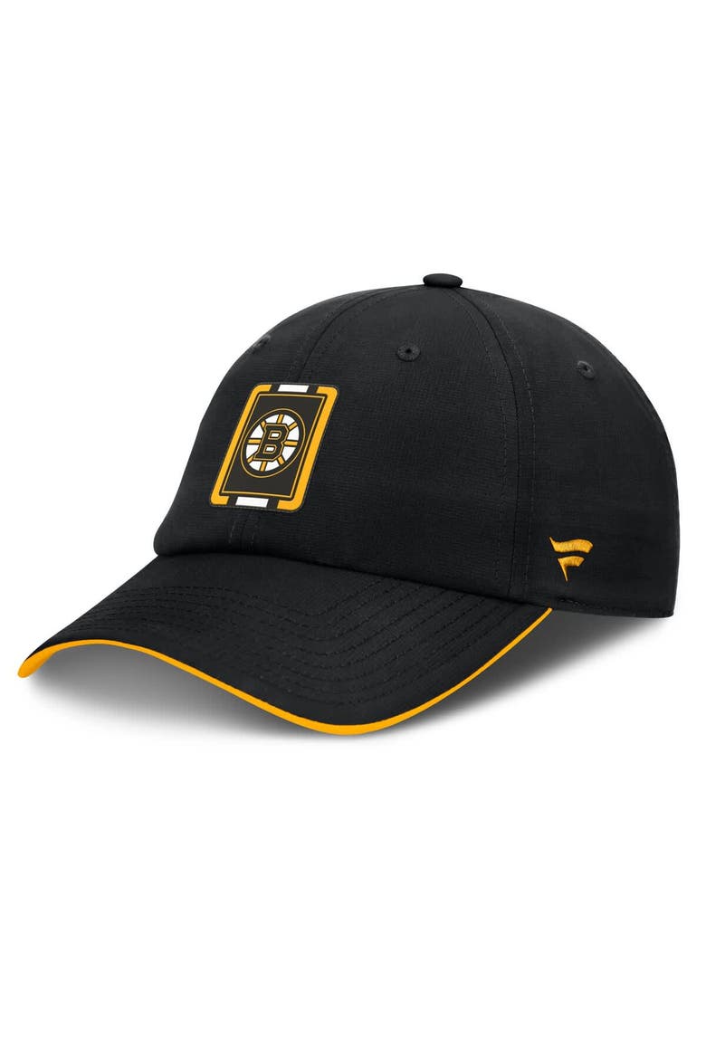 Men's Fanatics Black/Gold Boston Bruins Authentic Pro Ripstop Adjustable Hat, Main, color, Black