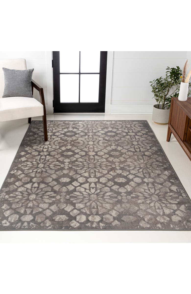 JONATHAN Y Roma Ornate Geometric Tile Area Rug, Alternate, color, Gray