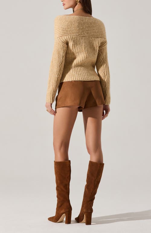 Astr The Label Franisbel Off The Shoulder Sweater In Brown