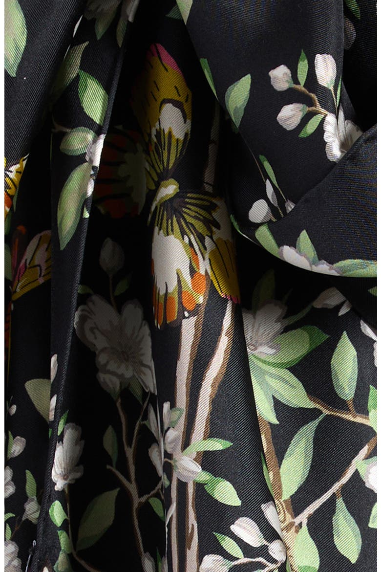 Spring Unfolding Silk Oblong Scarf, Alternate, color, BLACK