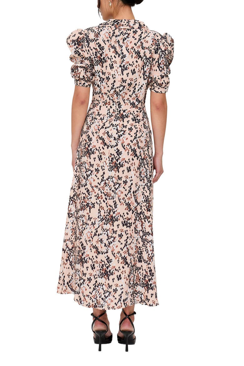 Julia Button Down Print Maxi Dress, Alternate, color, Brown