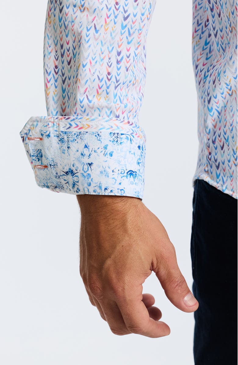 Robert Graham Slauson Classic Fit Herringbone Knit Button-Up Shirt, Alternate, color,