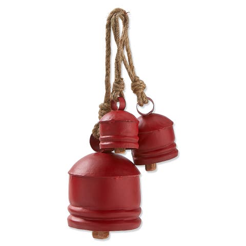 Set of 3 Classic Artisan Red Decorative Holiday Bells