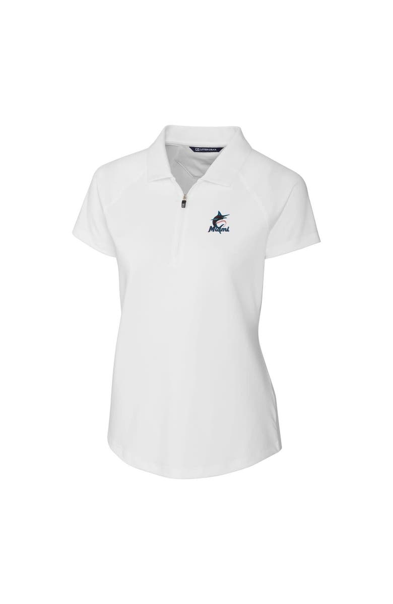 Cutter & Buck Women's Cutter & Buck White Miami Marlins DryTec Forge Stretch Polo, Alternate, color,