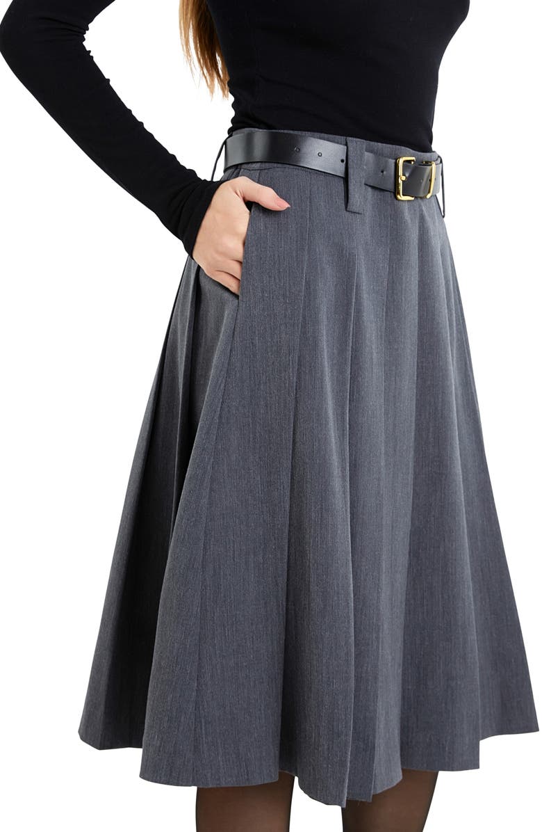 English Factory Pleated Midi Skirt, Alternate, color,