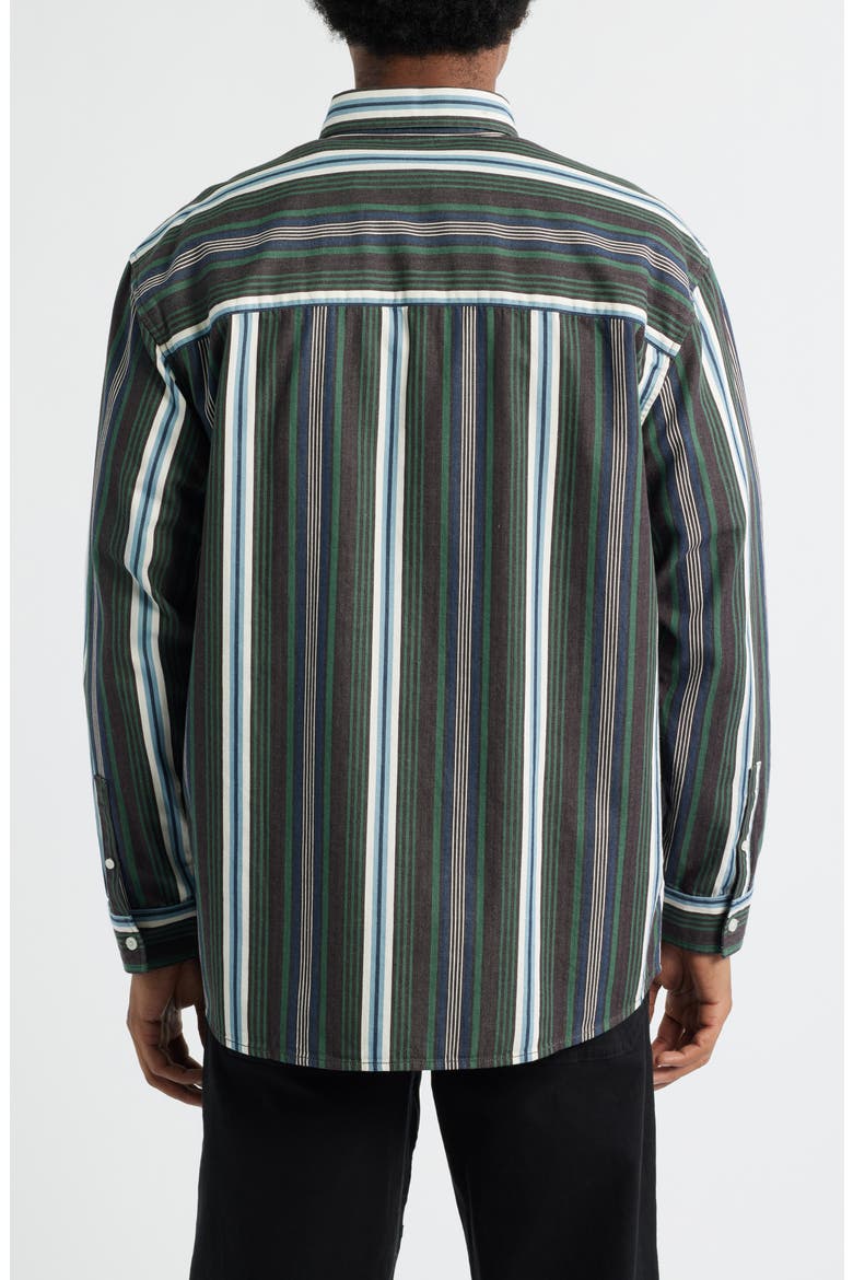 Stripe Cotton Button-Down Shirt, Alternate, color, GREEN MIXED STRIPE