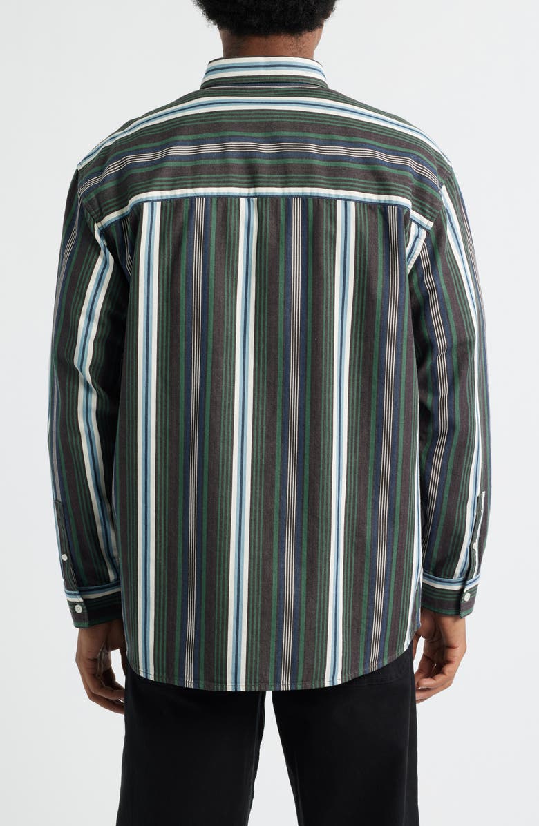 BP. Stripe Cotton Button-Down Shirt, Alternate, color, Green Mixed Stripe