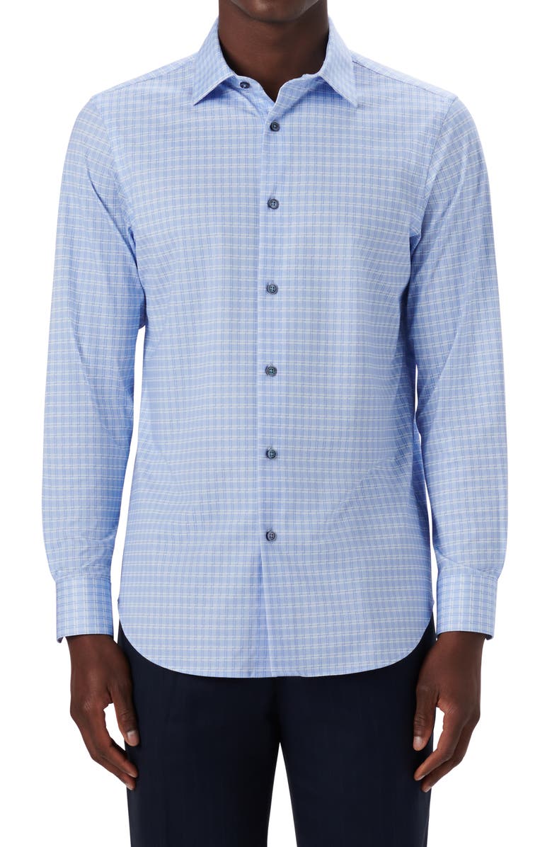 Bugatchi OoohCotton<sup>®</sup> Geometric Print Button-Up Shirt, Main, color, 